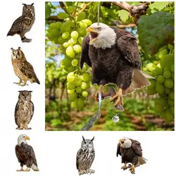 Waterproof Bird Repel Owl Scarecrow Hanging Fake Bird Scare Device with Bells Realistic Outdoor Garden Decoration