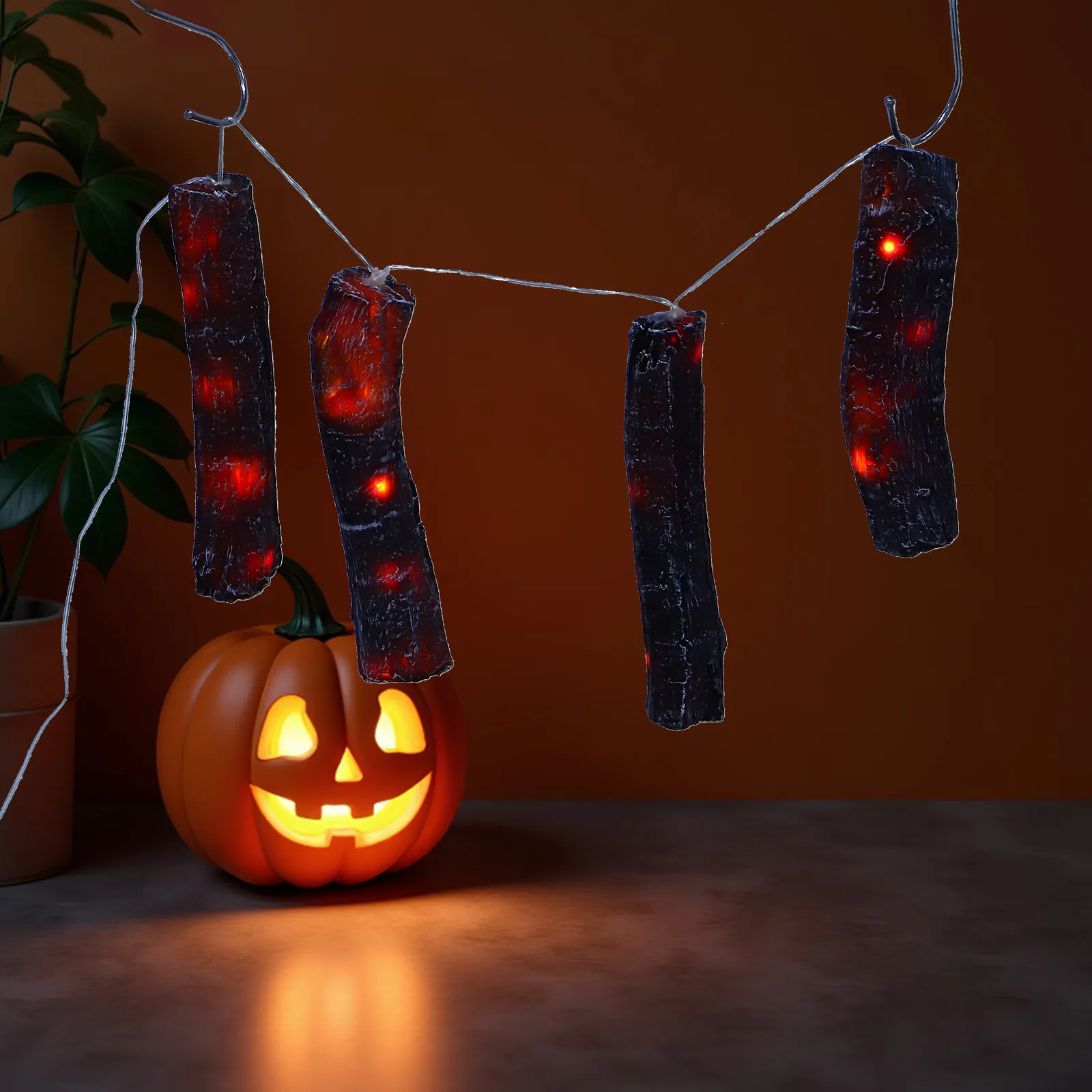 LED Flame String Light Artificial Charcoal Flickering Burning Fire Effect Lamp Halloween Christmas Fireplace Ambience