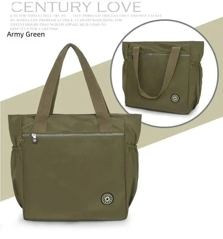 Damentasche, einfarbig, Einkaufstasche, Pendler-Umhängetasche, Freizeit, einfach, Mama, Ausgehen, Tasche, große Kapazität, Nylon-Handtasche, Oxford – Detail 18