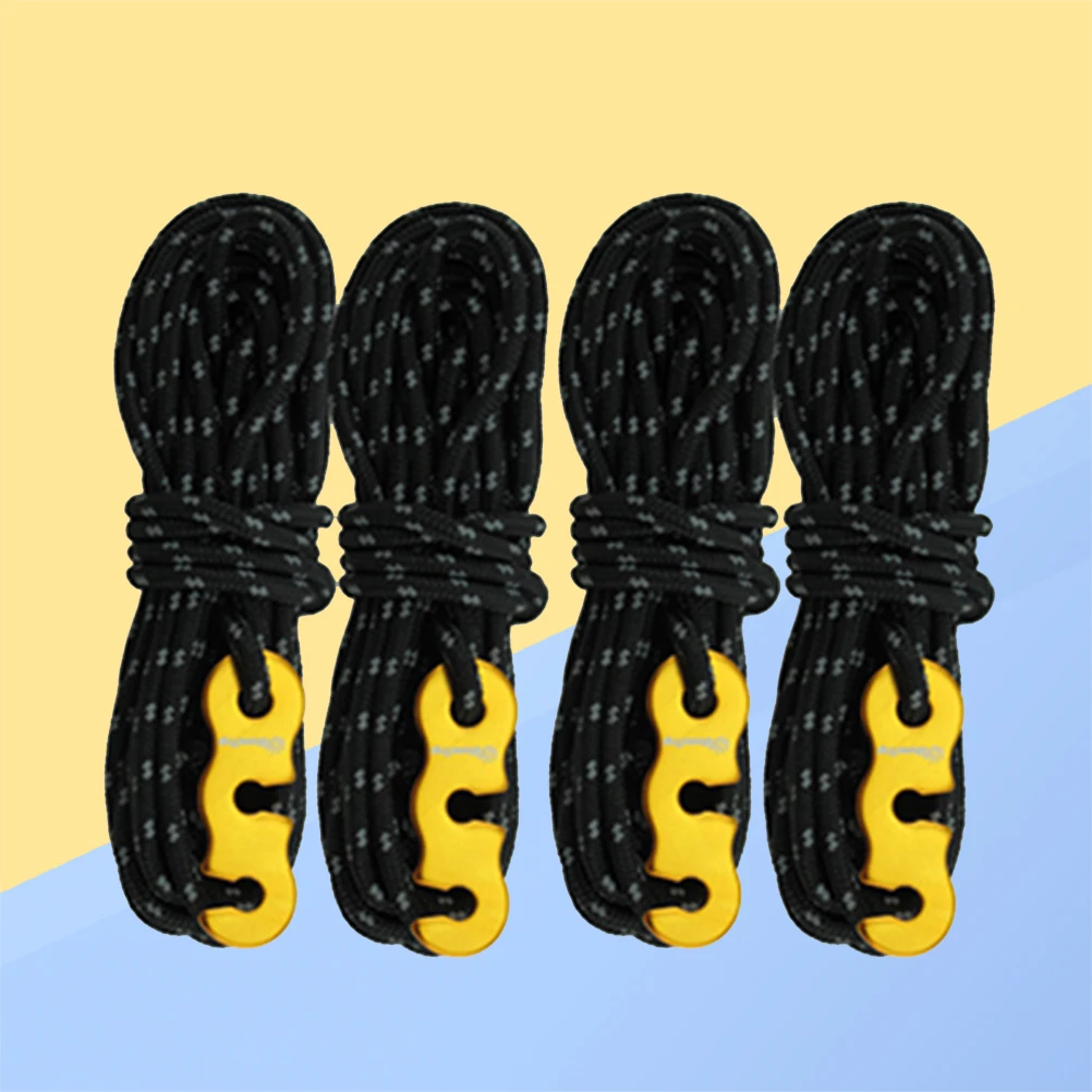 

4 Pcs 3m Tent Reflective Rope Nylon Wind Rope Hook Camping Accessories Outdoor Awning Guy Line Strong Flexible