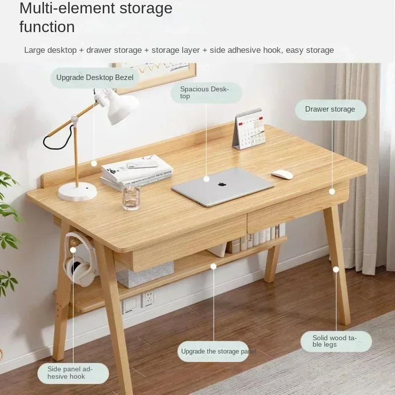 Furniture Simple Desk Household Student Solid Wood Legs Simple Desk Study Computer Table Chair Desktop Bedroom Writing Table