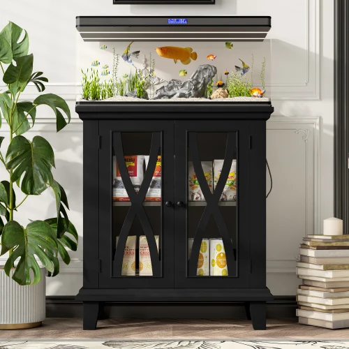 20 Gallon Rustic Farmhouse Fish Tank Stand with Explosion-Proof Tempered Glass & Power Supply for LED Light Heater AIR Pump