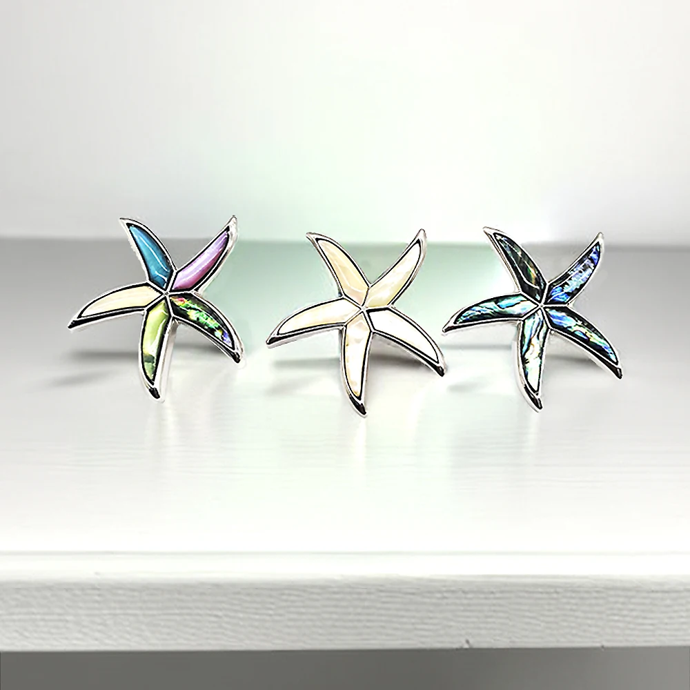 Natural Mother of Pearl Shell Starfish Brooches Pins Jewelry Abalone Shells Brooch for Women Girl Wedding Banquet Party Gifts