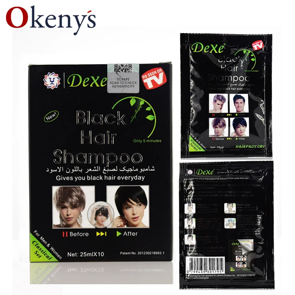 10 Pcs Dexe Schnelle Schwarz Haar Shampoo Nur 5 Minuten Weiß Werden Schwarz Haar Farbe 2 Teile/los Grau Haar Entfernung für Männer und Frauen