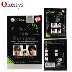 10 Pcs Dexe Fast Black Hair Shampoo Only 5 Minutes White Become Black Hair Color 2 Pcs/lot Grey Hair Removal for Men and Women