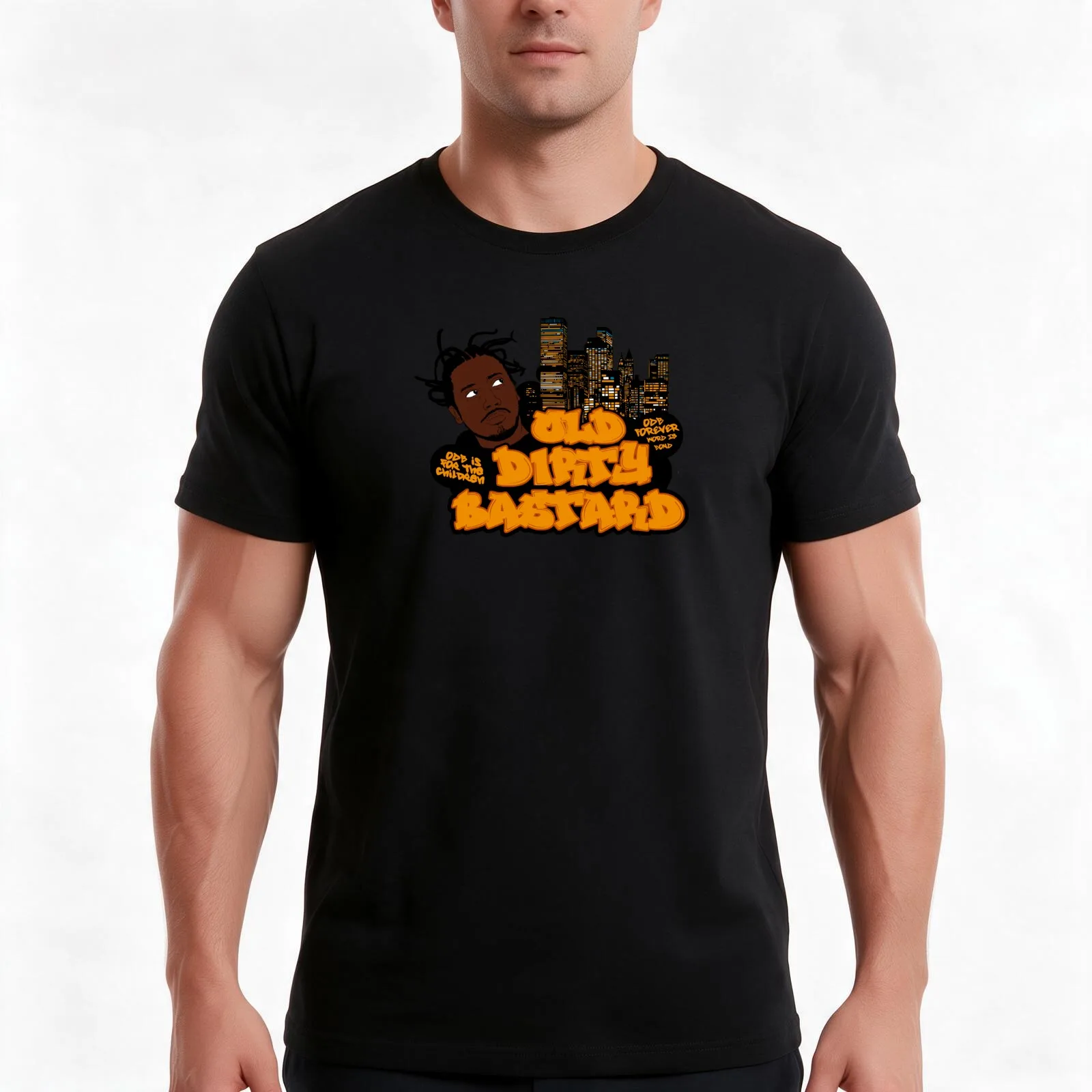 Ol' Dirty Bastard Graffiti Cityscape ODB Forever T-Shirt, Summer Casual Cotton Tee, Oversized Streetwear Tops, Unisex Men Women