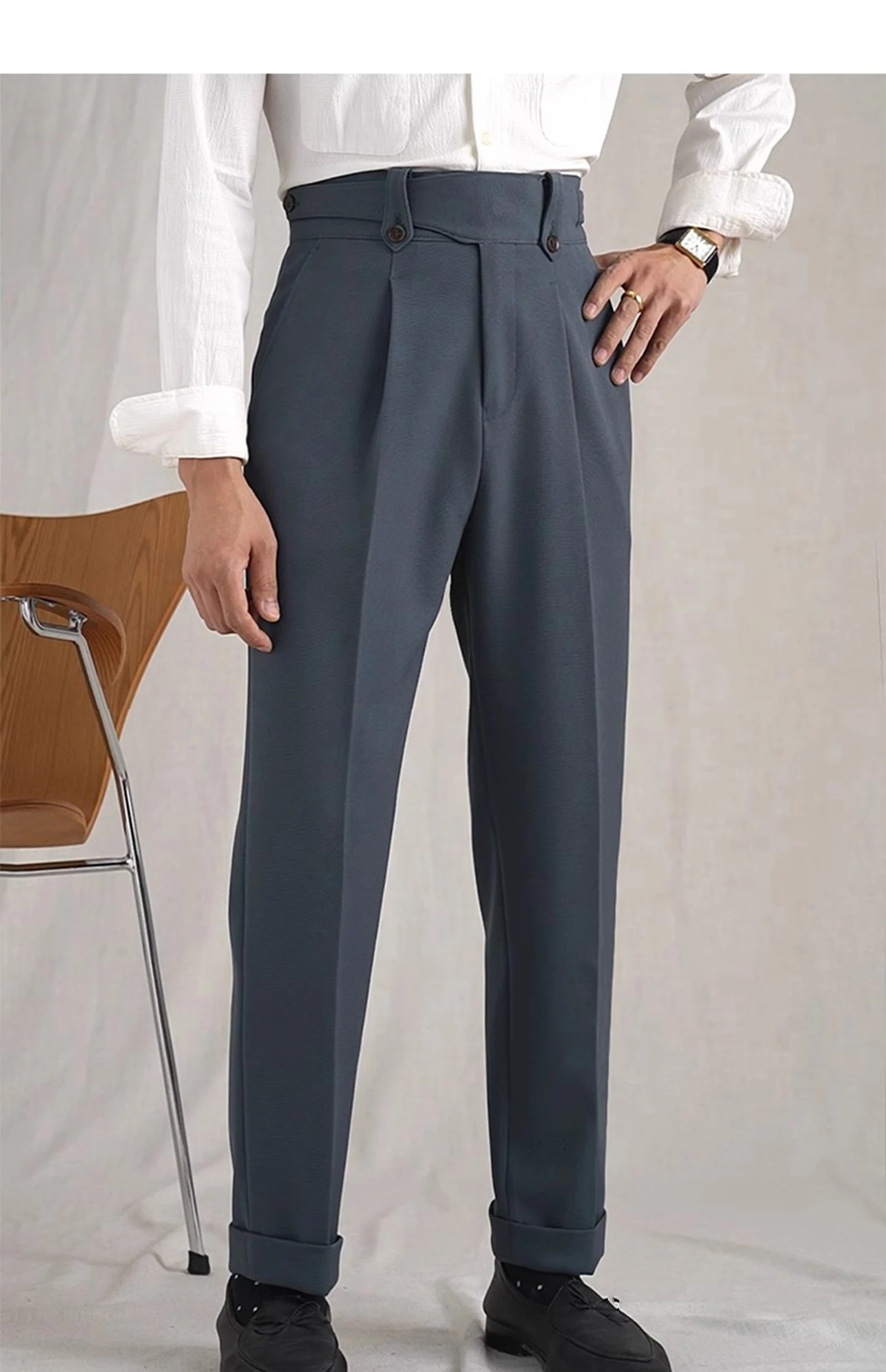 High Waist Suit Pants For Men Autumn New Product Breathable Straight Pants Men\'s Social Trouser Pantalones Hombre 2024