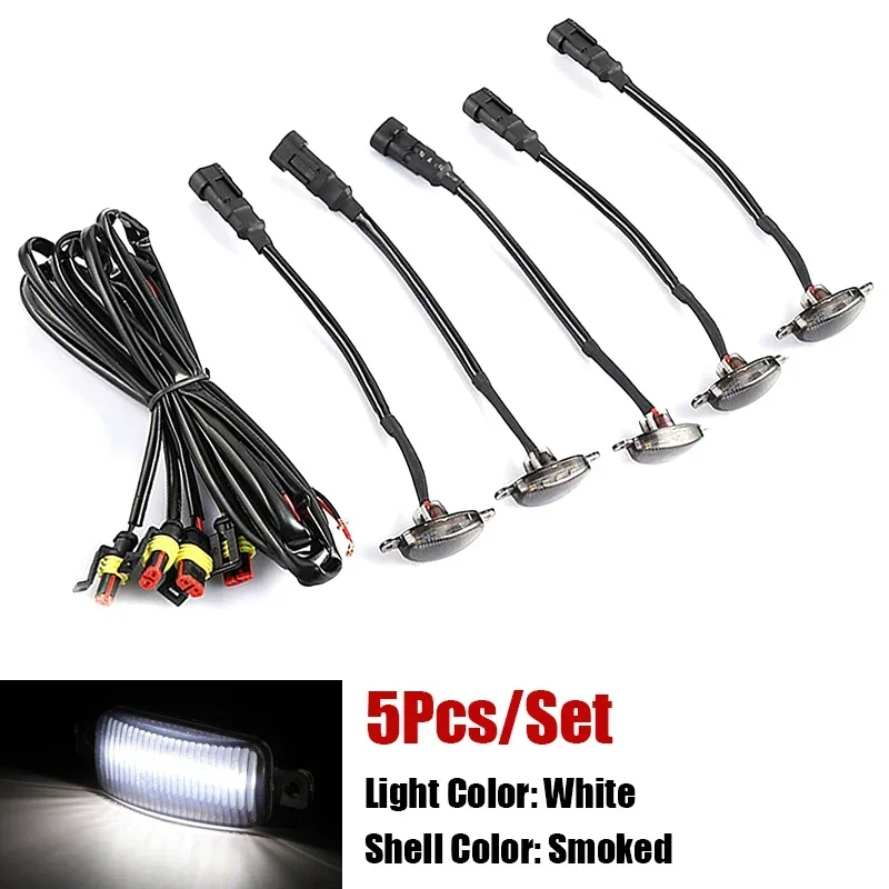 3/4/5/6Pcs Front Grille LED Auto Lichter Signal Lampe Universal Fit Für Pickup off-Road SUV Auto Zubehör LED Licht Mit Kabelbaum