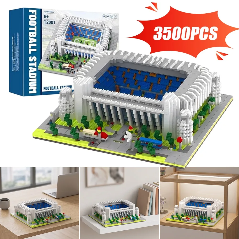 Grand kit de modèle d'architecture de stade de football de 3500 pièces, jouet d'assemblage détaillé à collectionner, souvenir haut de gamme et cadeau commémoratif pour les fans de football, les proches et les amis