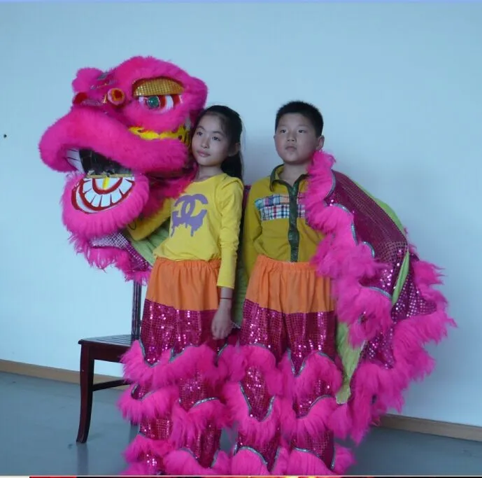 20inch Chinese Lion Dance Costume Flag wzplzj 2 Children Kid 8-15Age Student Fun Park Props Outfit Game Party Carnival Festival
