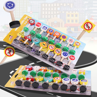 Montessori Traffic Road Signs Children Toys Wooden 3D Road Signs Scene Cognition Sensory Games Set Educational Toys For Children