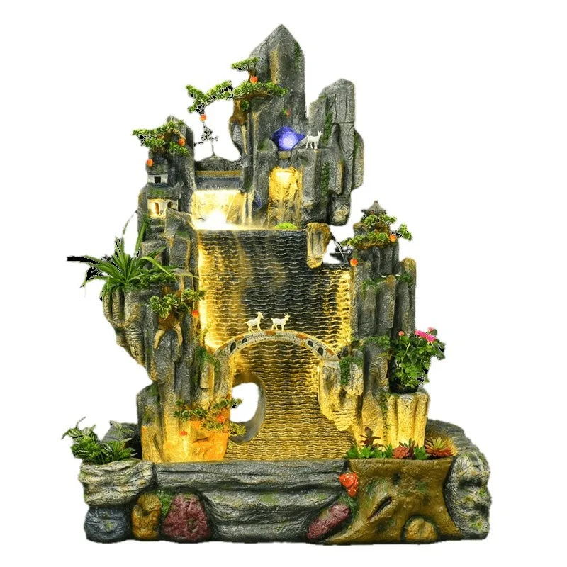 Personnalisé. Nouveau Décoration de rocaille fontaine porte-bonheur étang à poissons rideau mur salon cour paysage grand F