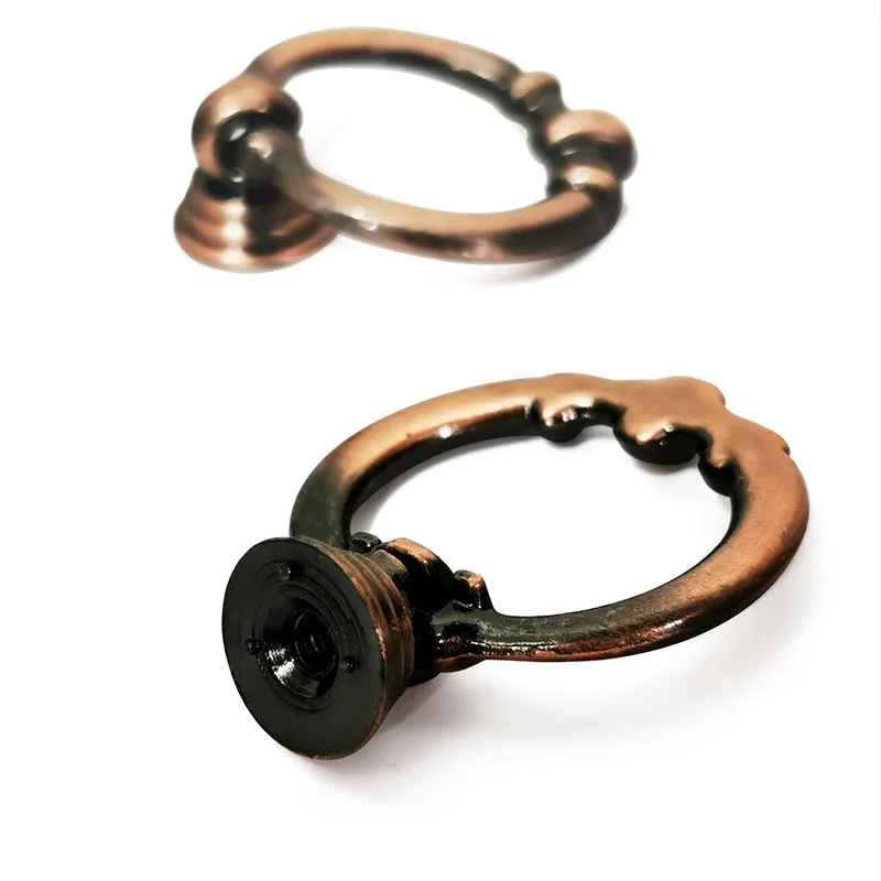 Maniglie ad anello in lega di zinco nera anticata con hardware di installazione - Maniglie per cassetti in stile vintage per armadio comò