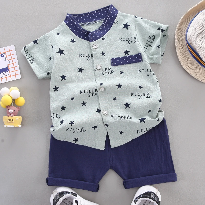 2024 Summer Casual Clothes Fashion Baby Boy\'s Suit Set Top Shorts 2PCS Baby Clothing Set For Boys Infant Suits Kids Clothes