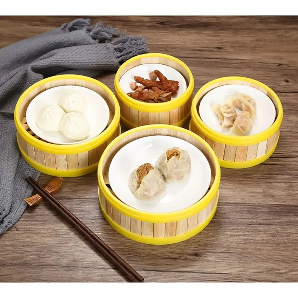 1Pcs Durable Handmade Bamboo Steamer 3.5-8 inch Multi-function Dumpling Steamer With Lid Kitchen Cookware Cook Sticky Rice