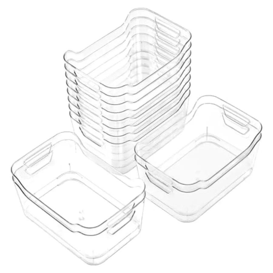 

12 Pack Clear Plastic Storage Bins Pantry Organizers and Storage Clear Pantry Organizer Bins Plastic Containers with Handle for