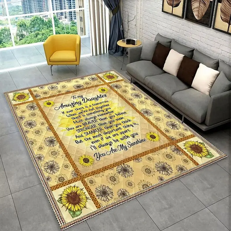 Gift Thanks To My Daughter Letter Present Large Area Rug Non-slip Durable Carpet for Bedroom Living Room Sofa Doormat Home Decor