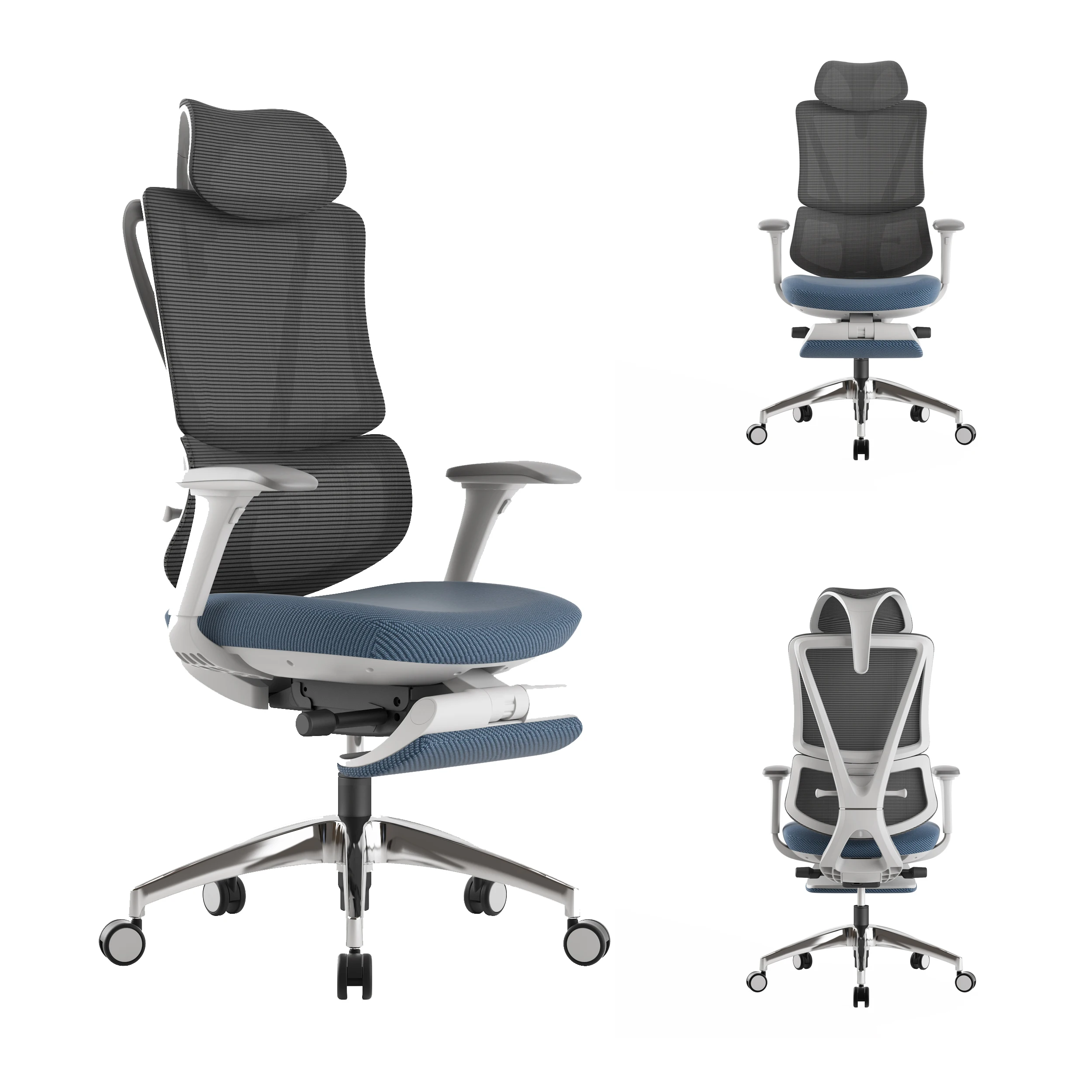 

High Back Mesh Fabric Aluminum Modern Adjustable (height) PU Armrest Task Computer Executive Swivel Ergonomic Office Chair