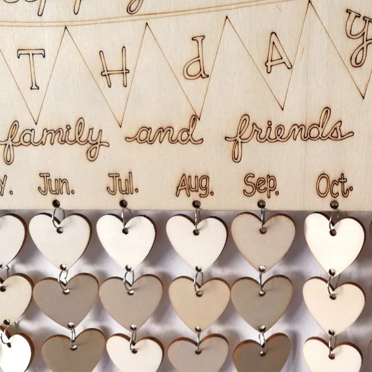 

Wooden Hanging Birthday Board Calendar DIY with 50 Heart Discs Wall Decoration Birthday Anniversary Reminder Gift