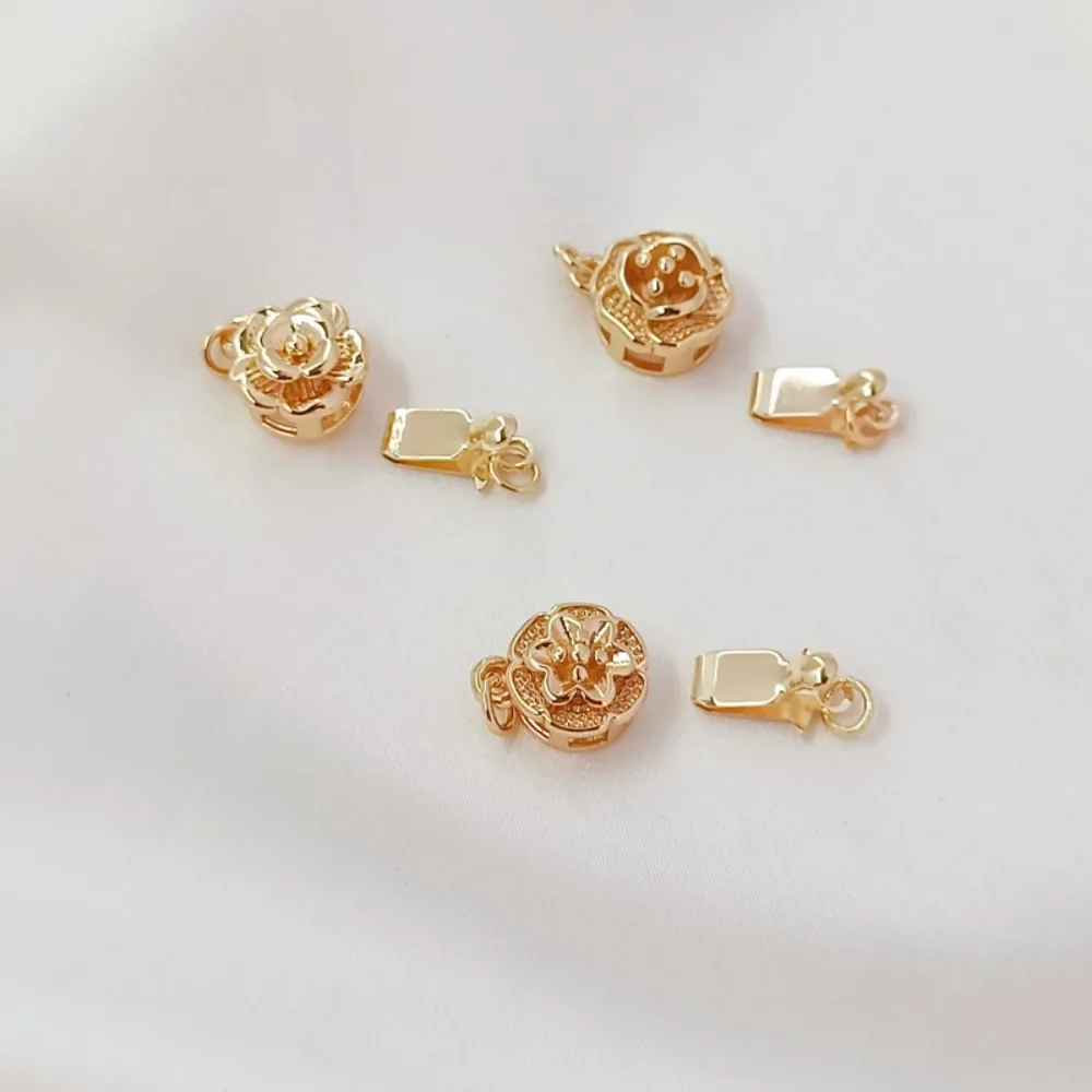 14K Gold-plated Flower Insert Clasp Connecting Clasp, DIY Handmade Bracelet Necklace Pearl Ending Clasp Accessory