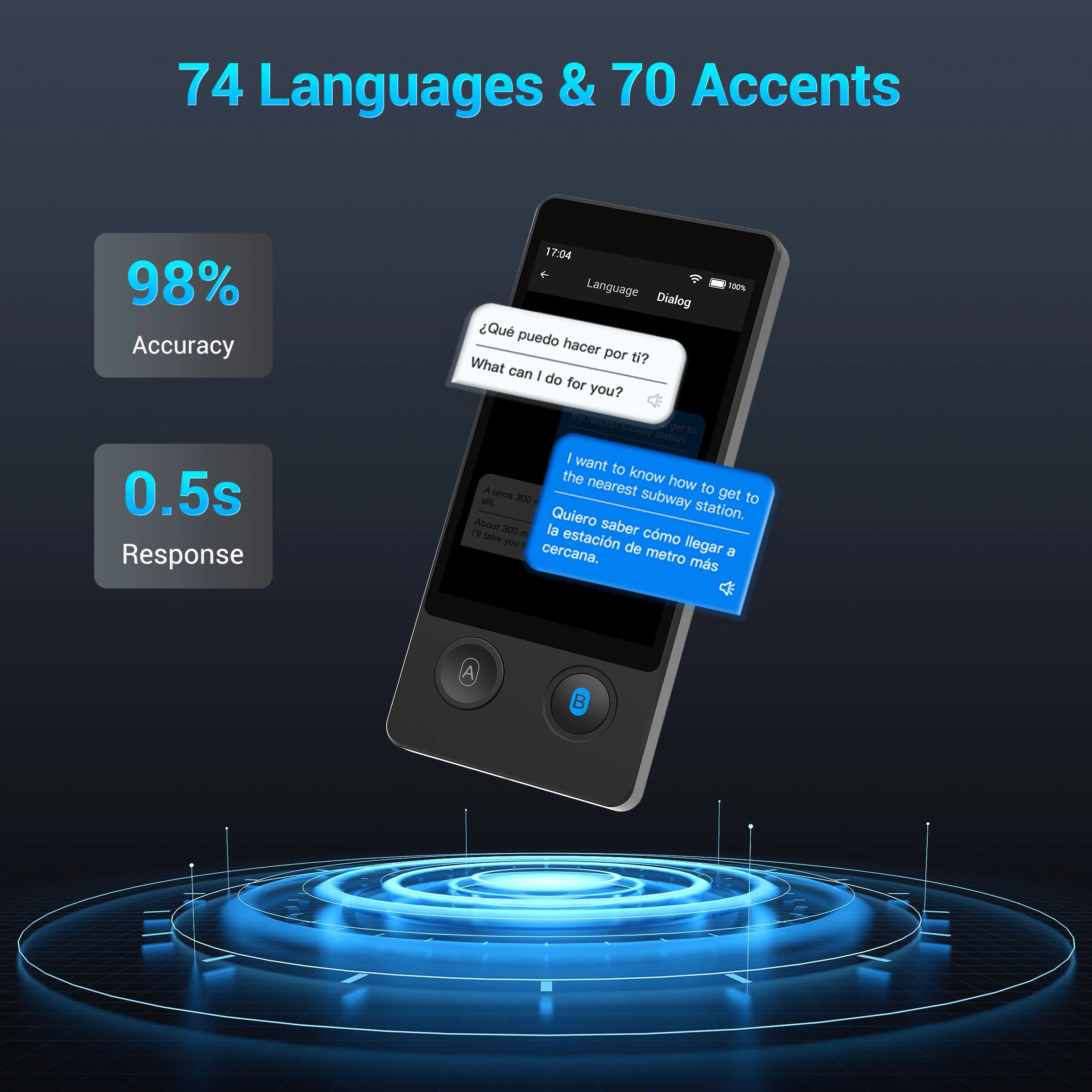 Best Seller W12 Wifi Portable Instant Language Accurate Offline Online Translation AI Voice Language Translator Device