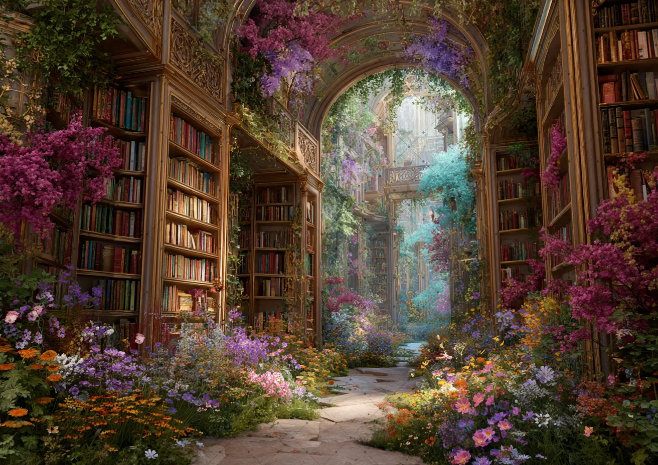 Bannière de fond de bibliothèque forestière, décorations de fête d'anniversaire, fournitures de fond de livre de forêt enchantée, accessoires de photographie