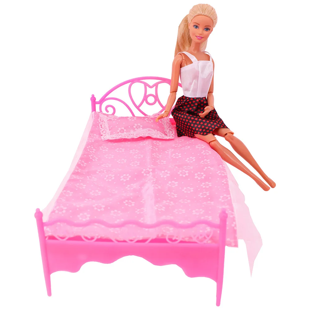 Puppenhaus Möbel Bett Tisch Stuhl für Barbies Kunststoff Reinigungswerkzeuge für Barbies Zubehör Mini Möbel Modell Geschenke Spielzeug