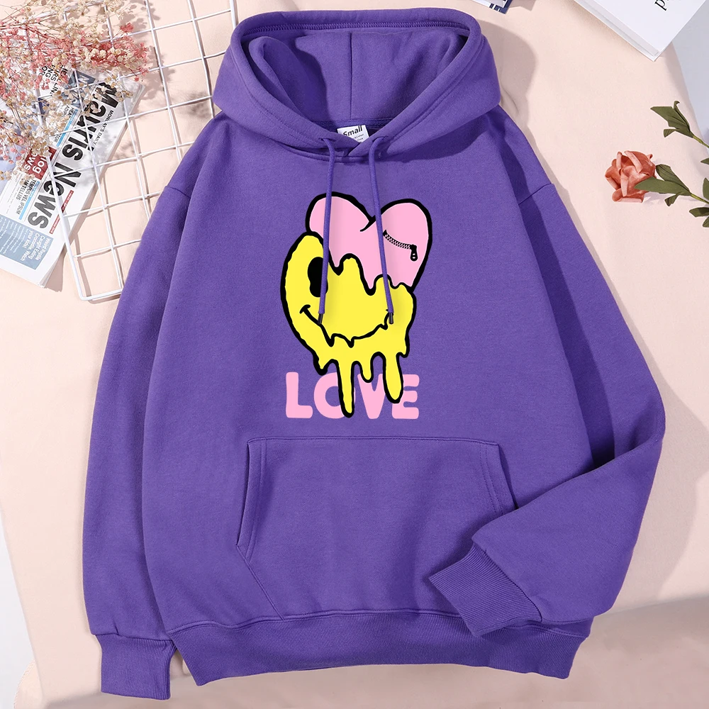 

Melting Happy Face And Hurting Heart Men Hoodies Fashion Harajuku Streetwear Vintage Outdoor Hooded Quality All-Match Hoodie