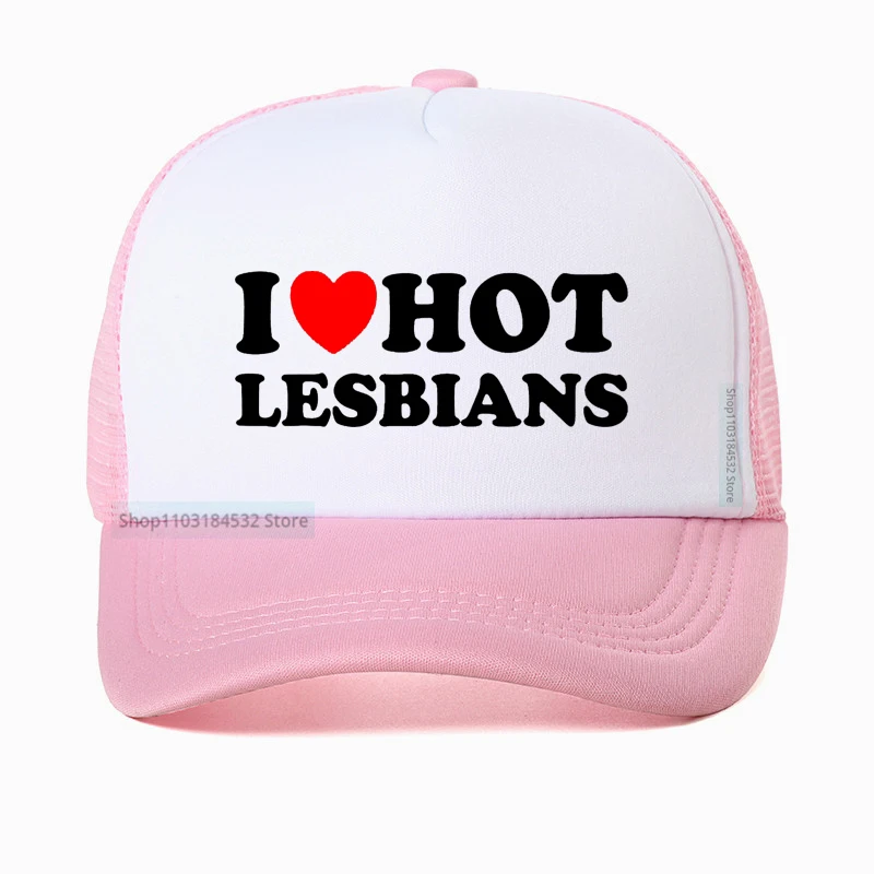 

Novelty Awesome I Heart Love Hot Lesbians Golf hat Summer Style Birthday Gifts Baseball Cap women Mesh Breathable Trucker hats