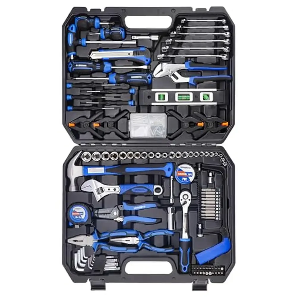 

168-Piece Tool Set with Plastic Toolbox Auto Repair Tool Combination Kit Mechanics Construction Workers and DIY Enthusiasts