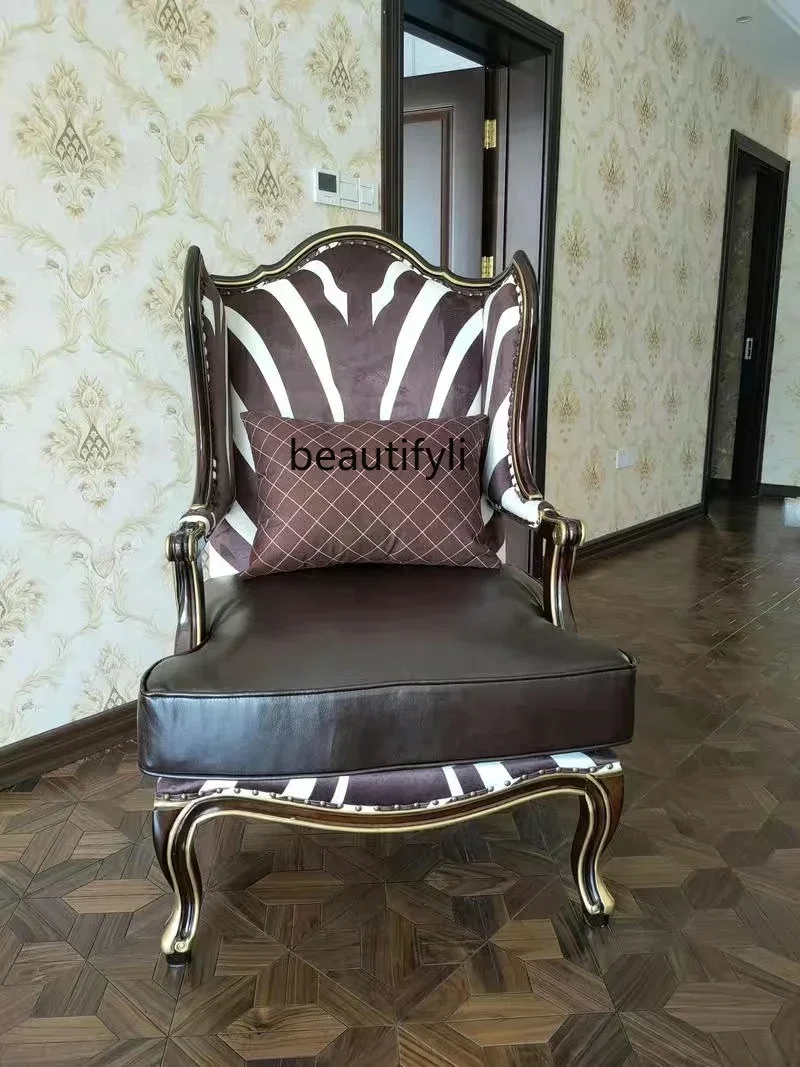 

zq1American single living room tiger chair European high back sofa chair French balcony leisure chair
