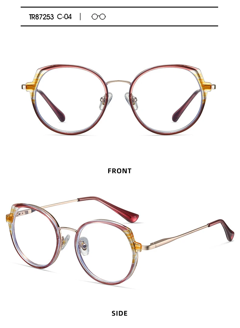 Runder Retro-Brillenrahmen für Damen, ultraleicht und bequem, Dänemark, koreanisches Design, Glasse, 2023, neu – Detail 12