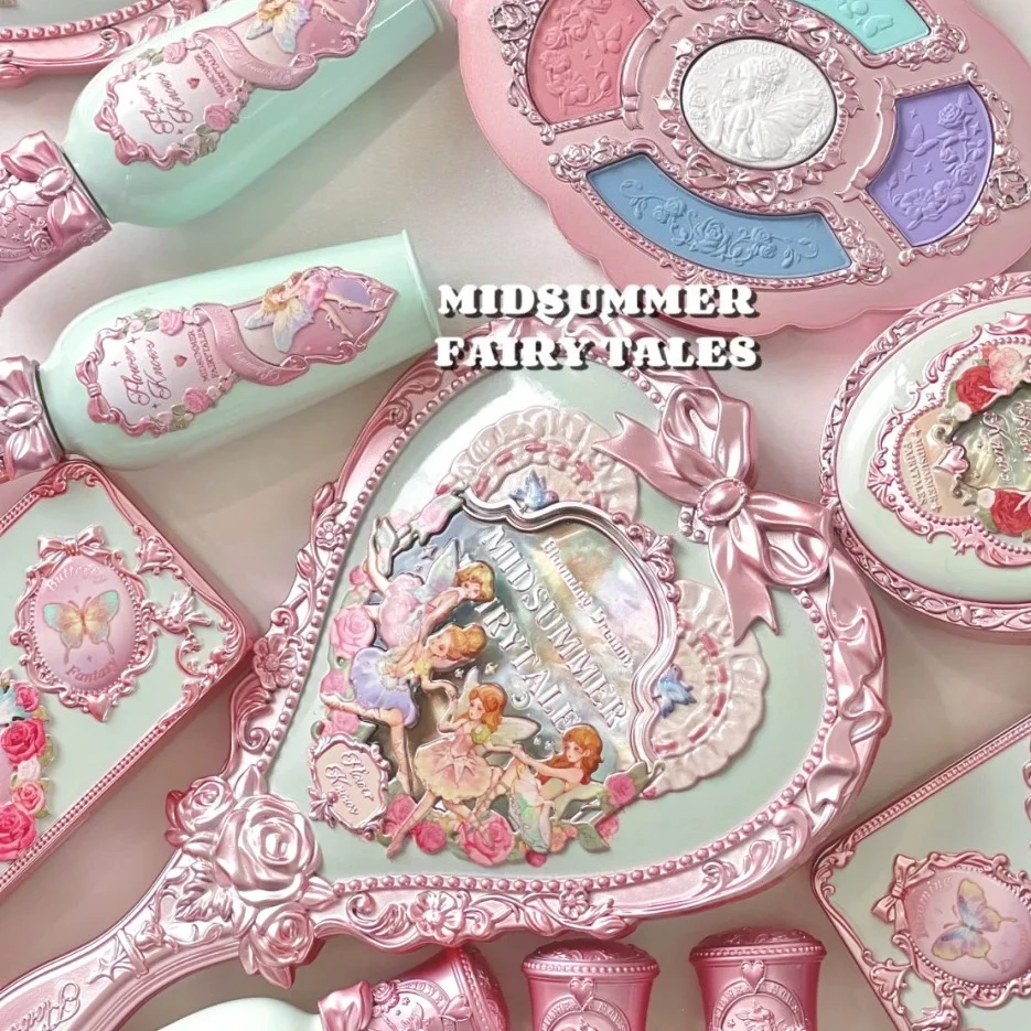 

FLOWER KNOWS Midsummer Fairytales Collection Hand Mirror Mint Green Exquisite Makeup Milky Pink Mirror