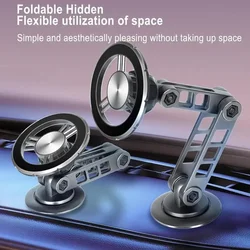 Universal Magnetic Car Phone Holder Metal Navigation Bracket 360 Degree Stands Telescoping For iPhone 16 15 14 Por Max Mount