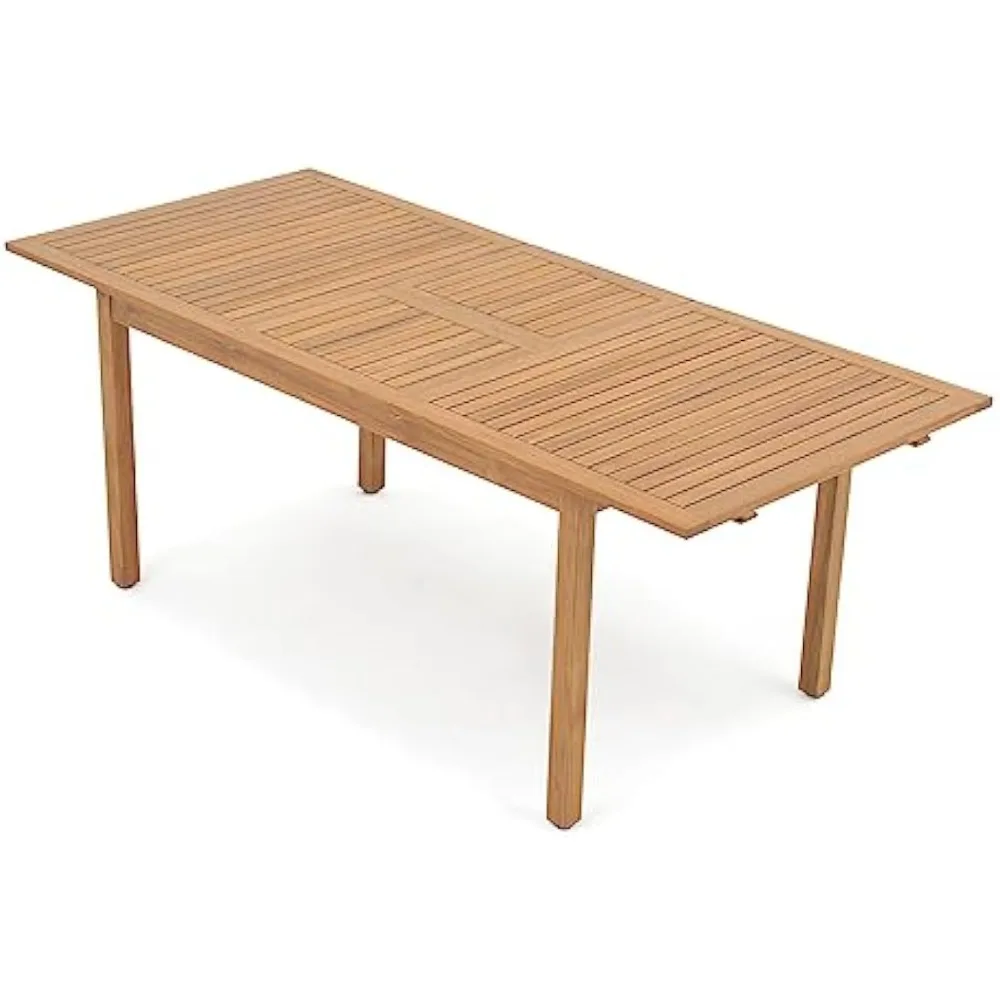 59''-79'' Outdoor Table for Home Kitchen Deck, 6-8 Person, FSC Certified Wood, Extendable Solid Rectangular Patio Table