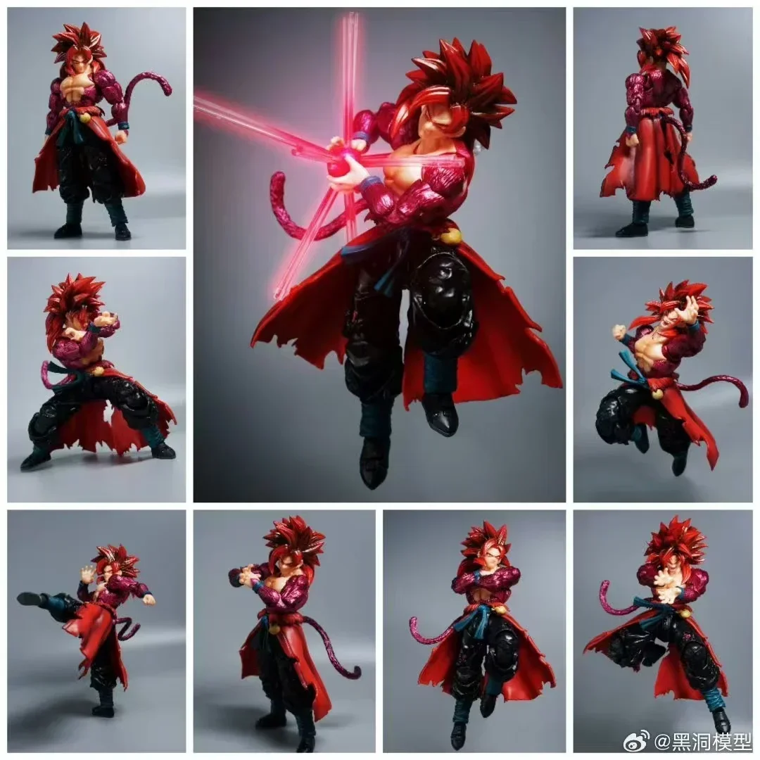 재고 있음 블랙홀 드래곤볼 S.H. 피규어아츠 '시간공간 레인저' - '와일드 파워' 슈퍼 사이어인 4 손오공 포즈 가능한 액션 피규어.