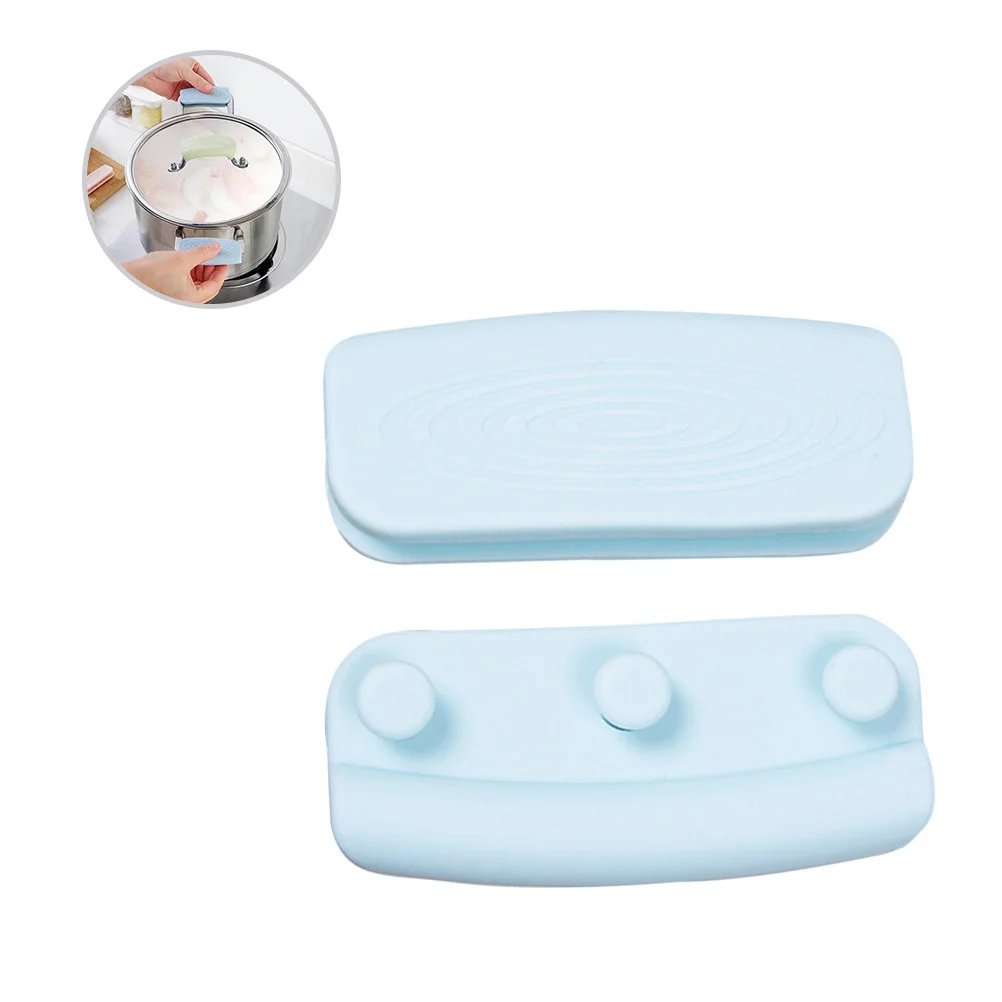 

2pcs Silicone Pot Handle Sleeve Heat Resistant 500 Degrees Anti Skid Kitchen Tools Grip Cover For Hot Cookware Blue