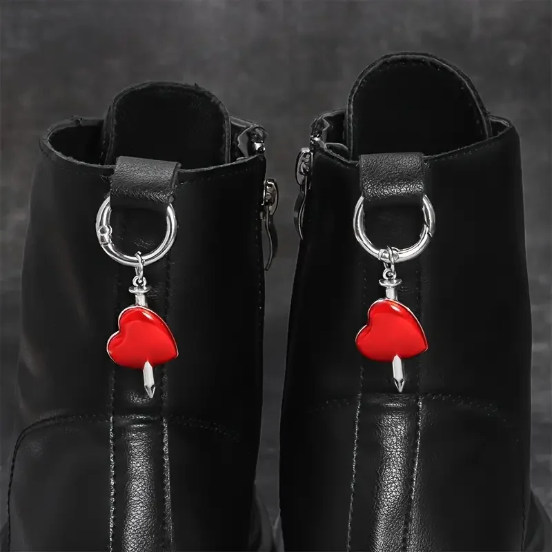 1pair/2pcs Red Arrow-Through Heart Shoe Charms, Perfect DIY Footwear Accessories for Halloween Gifts – Unisex & Ideal Daily Wear
