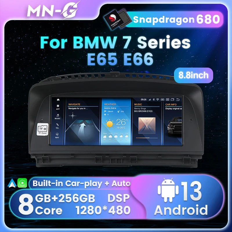 

8.8inch Snapdragon 680 Android 13 8G+256G Car Radio For BMW 7 Series E65 E66 CCC System Multimedia Player GPS Wireless Carplay