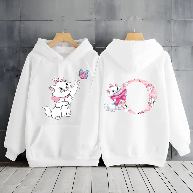 Disney-Women\'s The Aristocats Marie Cat Hoodie, 26 English Alphabet Hoodie, Y2K Roupas, Camisolas de Manga Comprida, Roupa Feminina