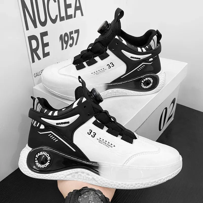 Mens Sneakers with Rotating Buckle Comfy Non Slip Lace up Durable Shoes for Mens Outdoor Activities image 3
