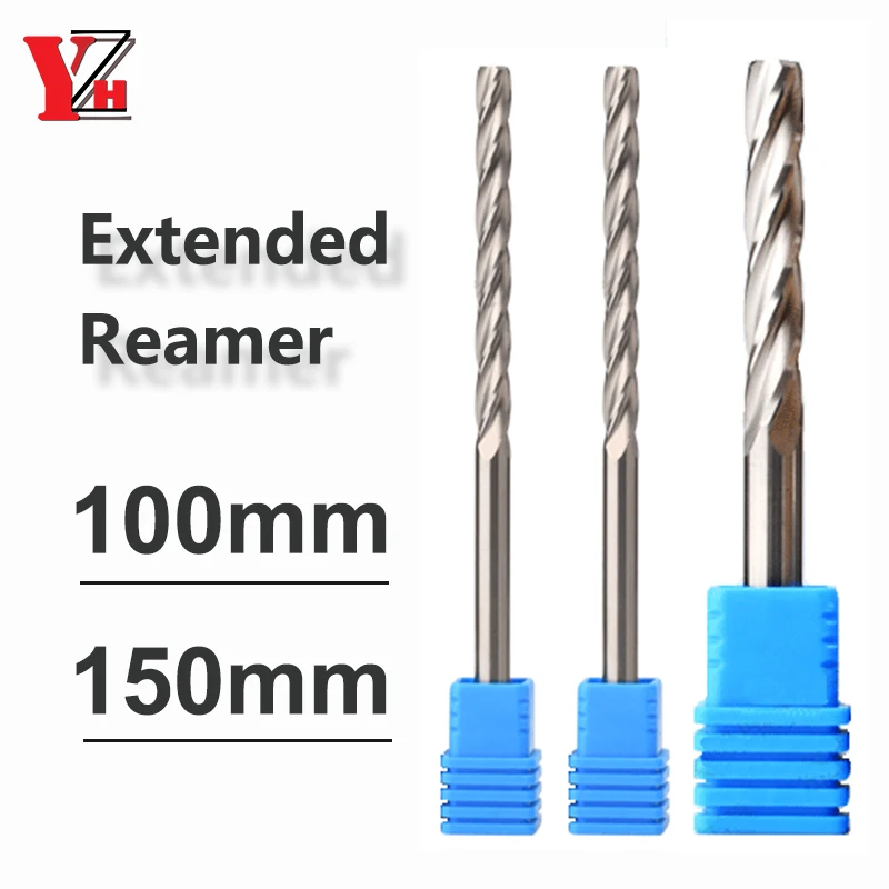 YZH 100mm 150mm Carbide Machine Reamer HRC50 Uncoated Spiral Groove Tolerance H7 Harened Steel Metal Cutter CNC Turning Hole