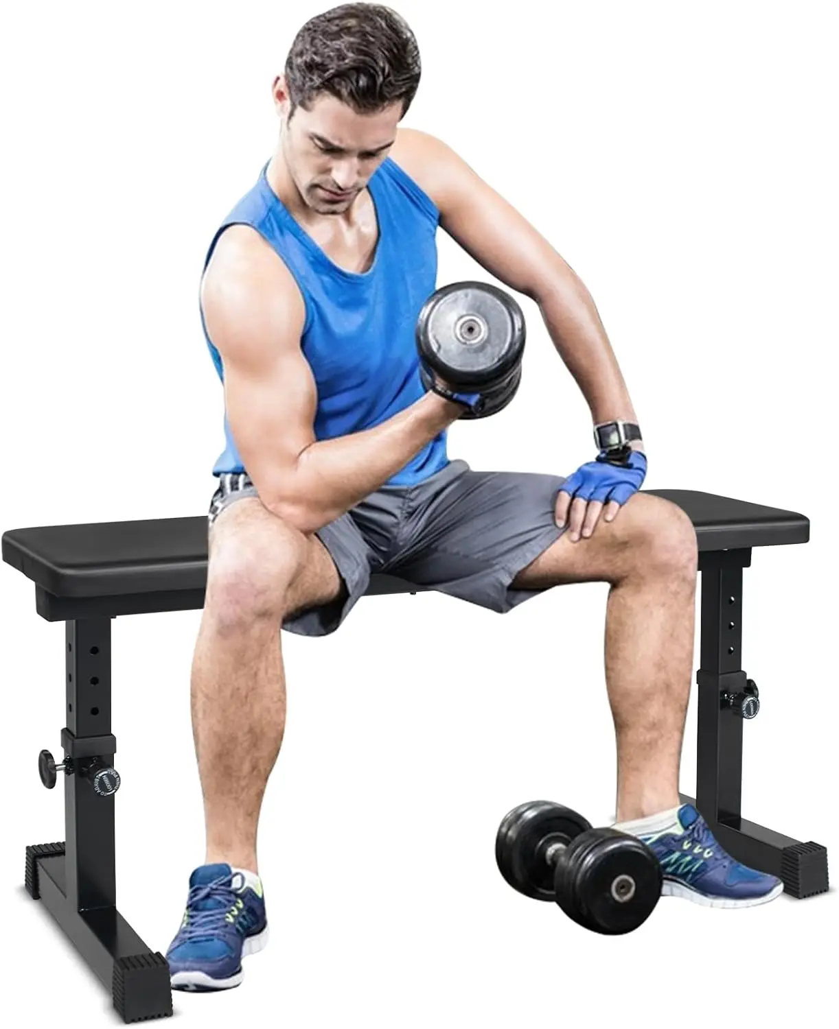 

Flat Weight Bench Adjustable Height Strength Training Bench Heavy Duty Workout Bench for Home Gym Multifunctional Exercise Bench