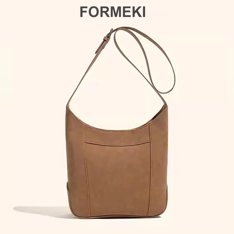 

Formeki New Women Bucket Tote Bag Retro Ins Fashion Large Capacity Solid Ladies Female Bag Luxury Design Bag