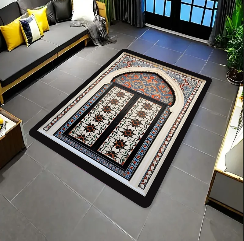 Vintage Archway Floor Mat Rugs Carpets Home Decoration Non Slip Washable Area Rug Anti Fatigue Ornate Design Bedroom