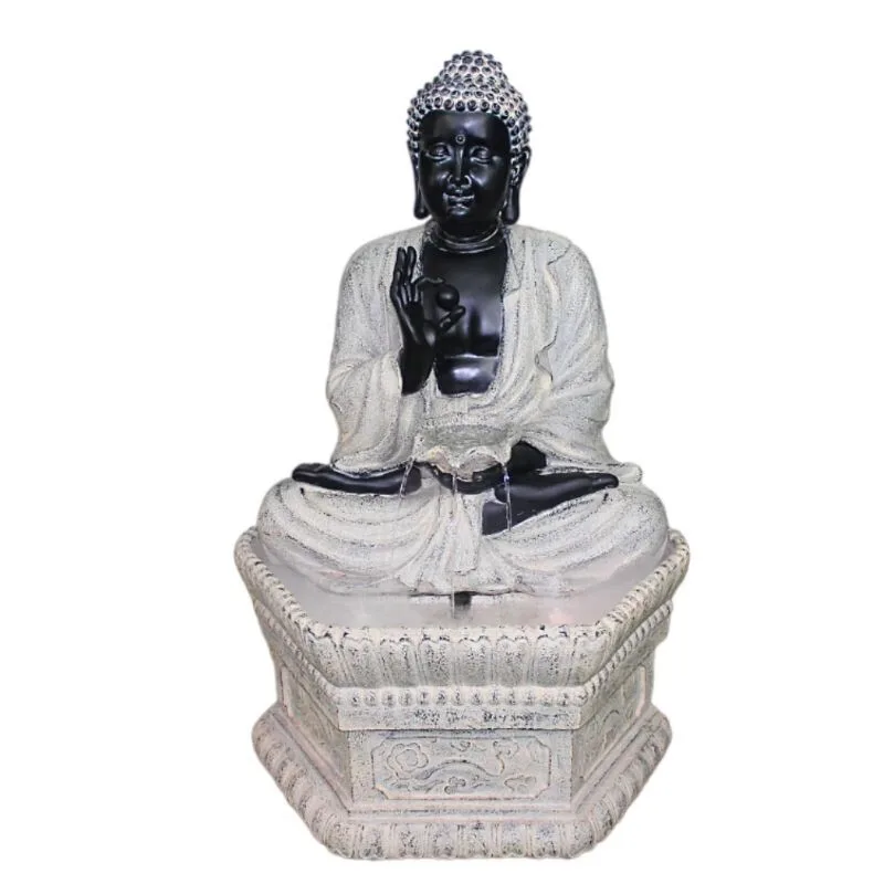 Shakyamuni's landing and fortune Buddha statue, flowing water fountain ornament, hotel Yinfang store, tea room Buddha water