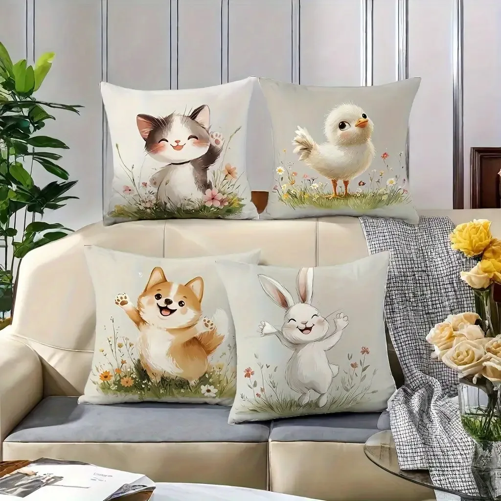 

Modern animal cartoon double-sided Printed pillow cover Short plush Suitable living rooms bedrooms sofas throw cushion cover