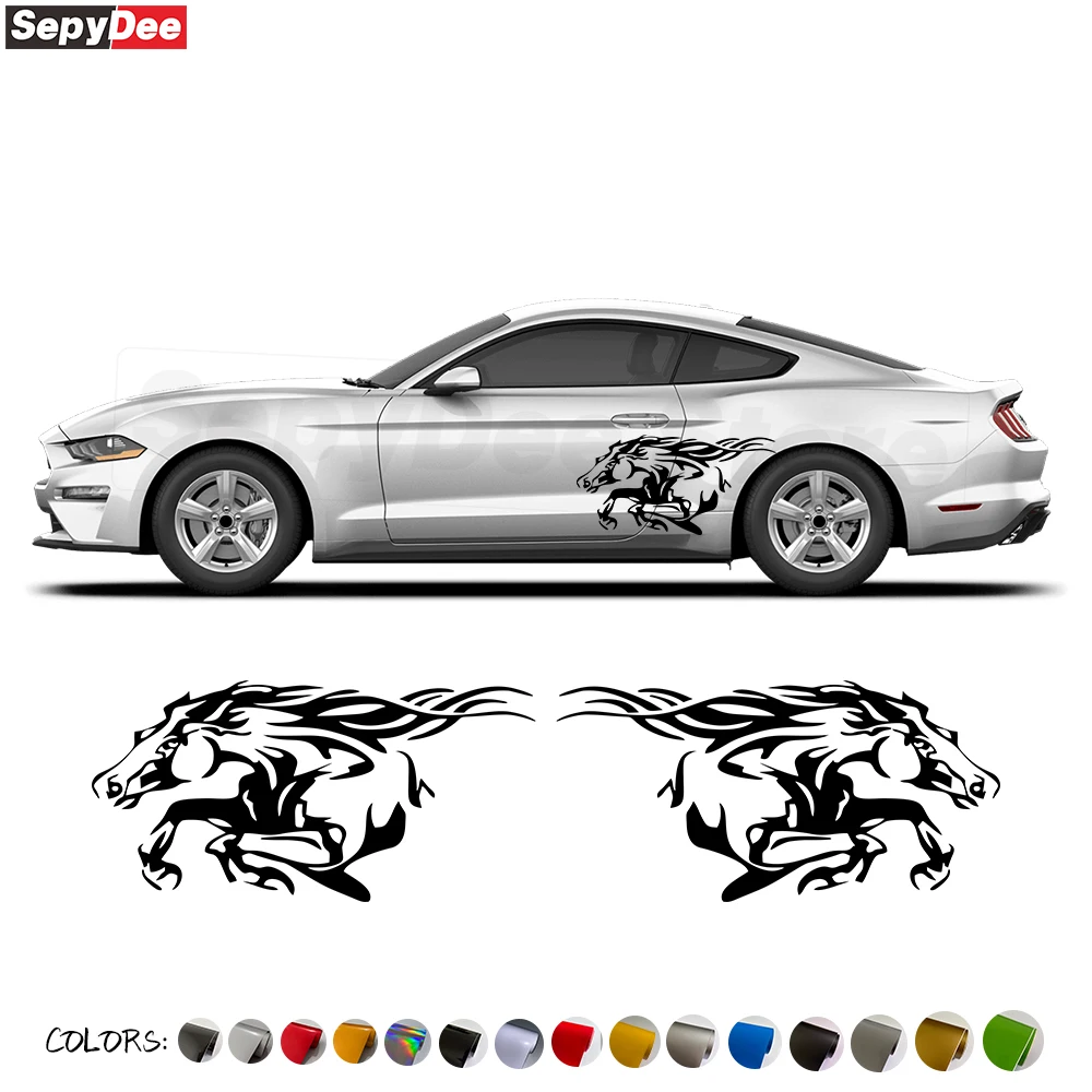 

2 PCS Running Horse Car Side Rear Fender Decal For Mustang Challenger Porsche Ford Pickup Truck Universal Auto Body Accessories