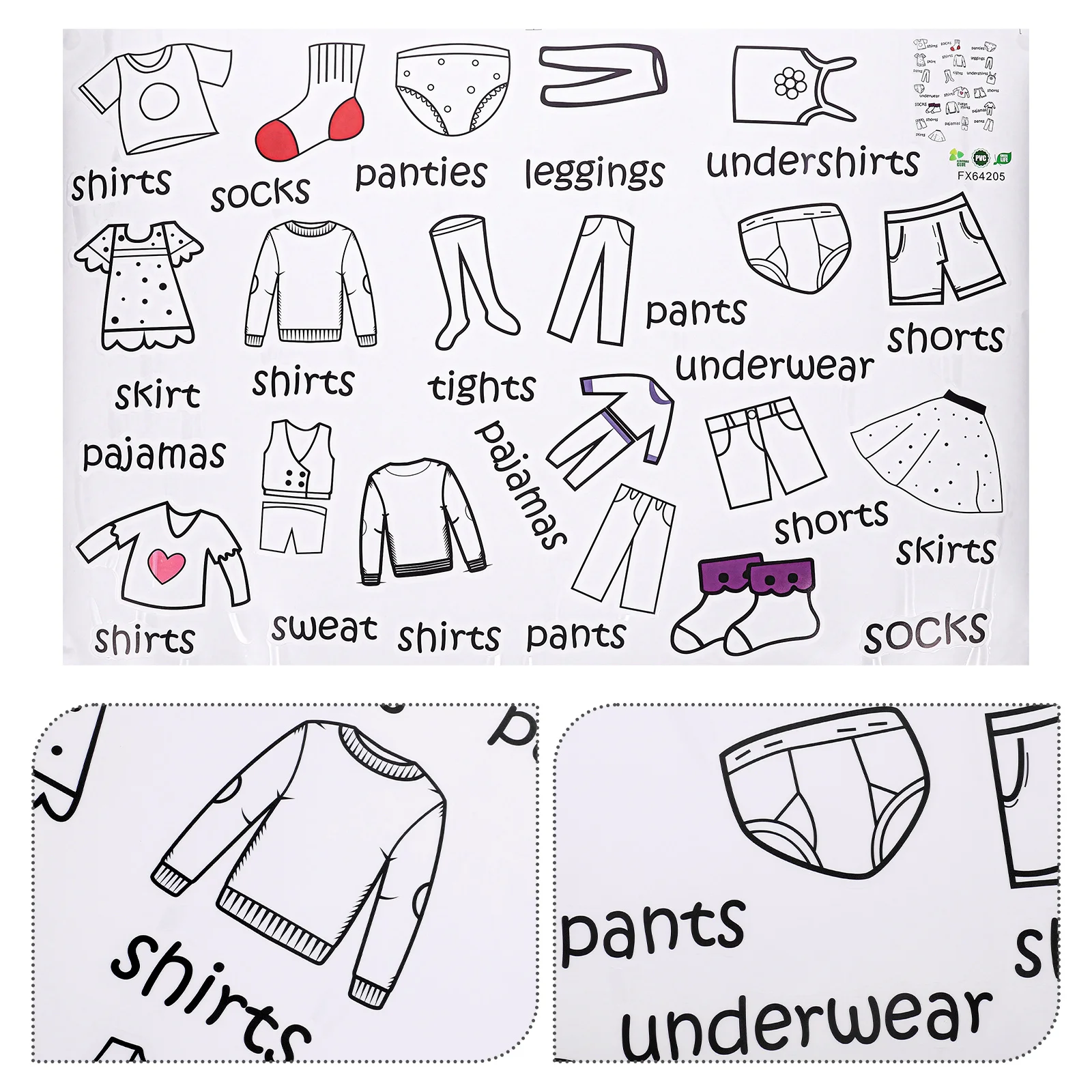 

Wardrobe Label Stickers Clothing Sort Wall Decals Removable Clothes Dresser Closet Labels Applique Baby