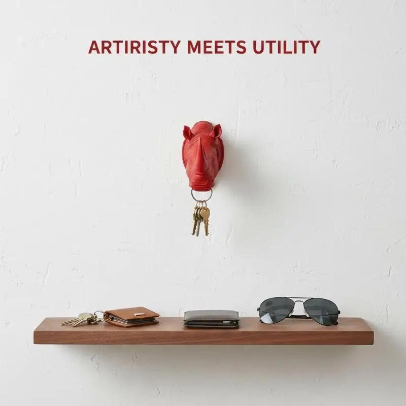 Modern Minimalist Rhinoceros Head Wall Hook For Entrance Hall Living Room Key Organizer Decorative Animal Head Hooks